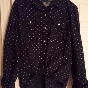 🌼2/20 TOMMY HILFIGER Navy Polka Dot Button Down